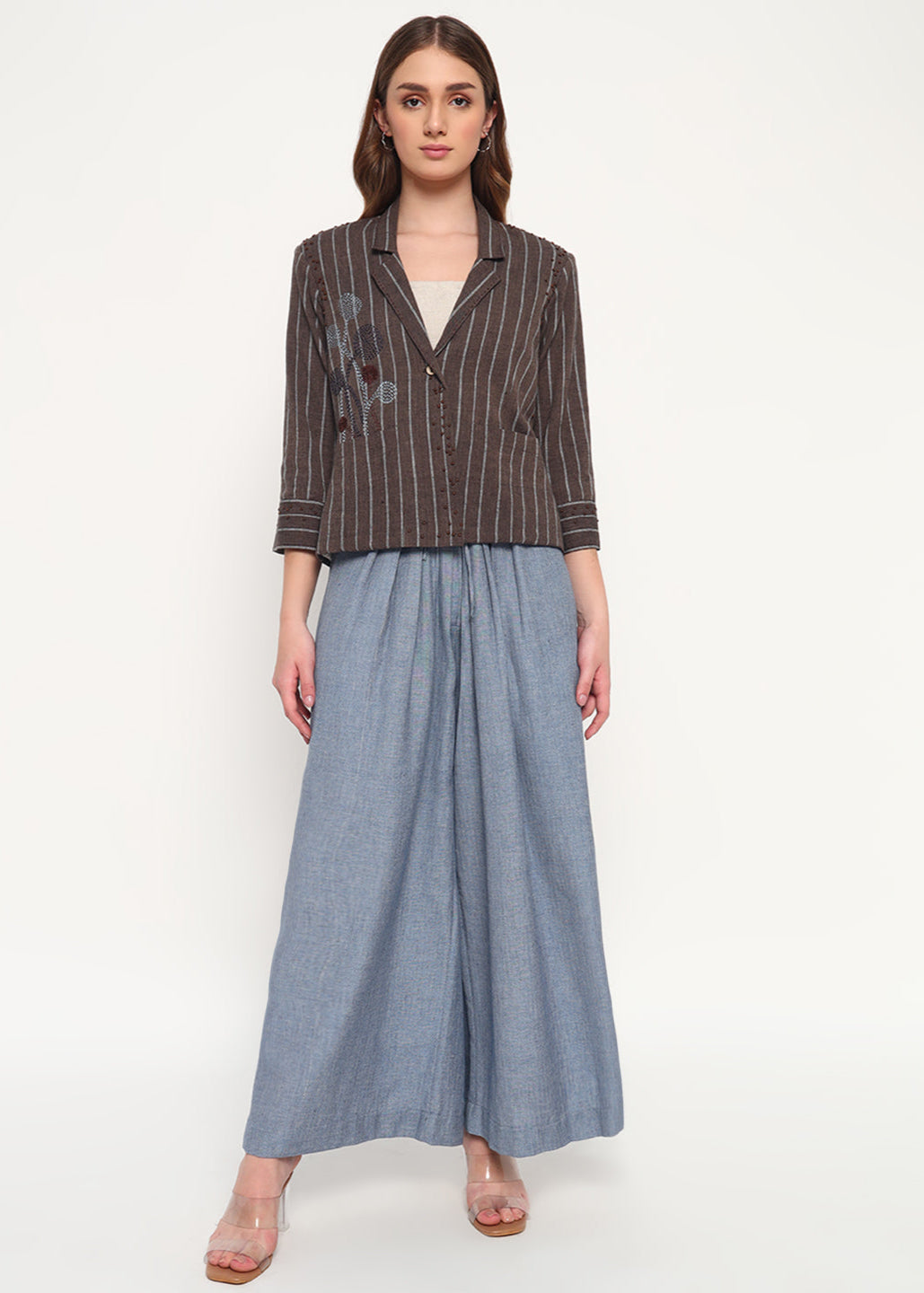 Embroidered Stripe Cotton Jacket