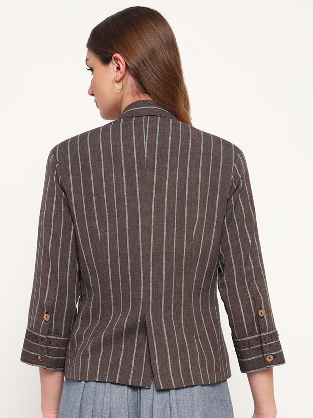 Embroidered Stripe Cotton Jacket