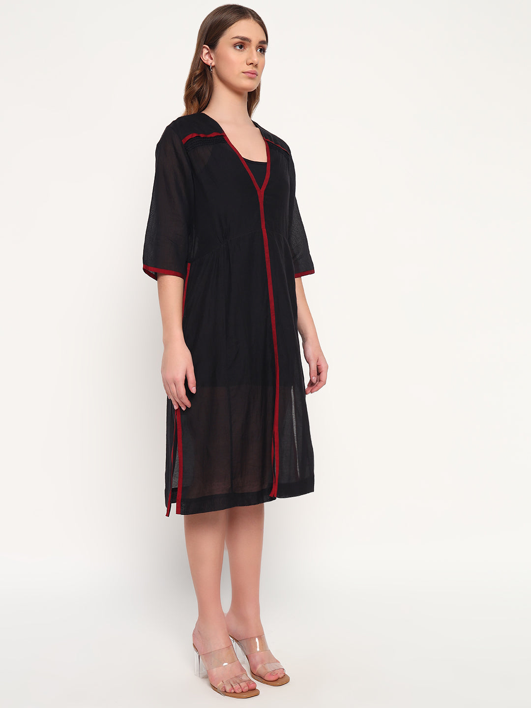 Black silk selvedge dress