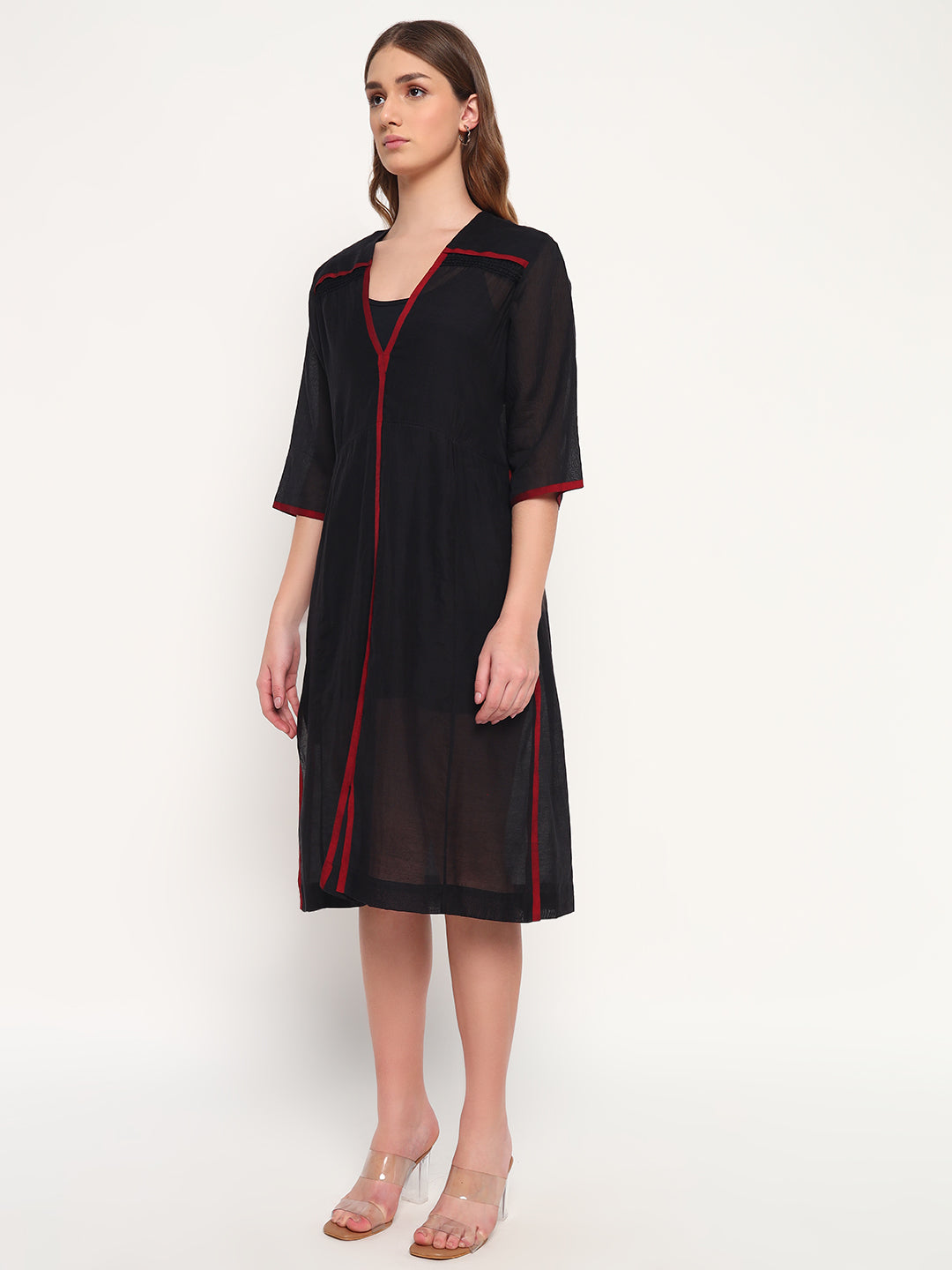 Black silk selvedge dress
