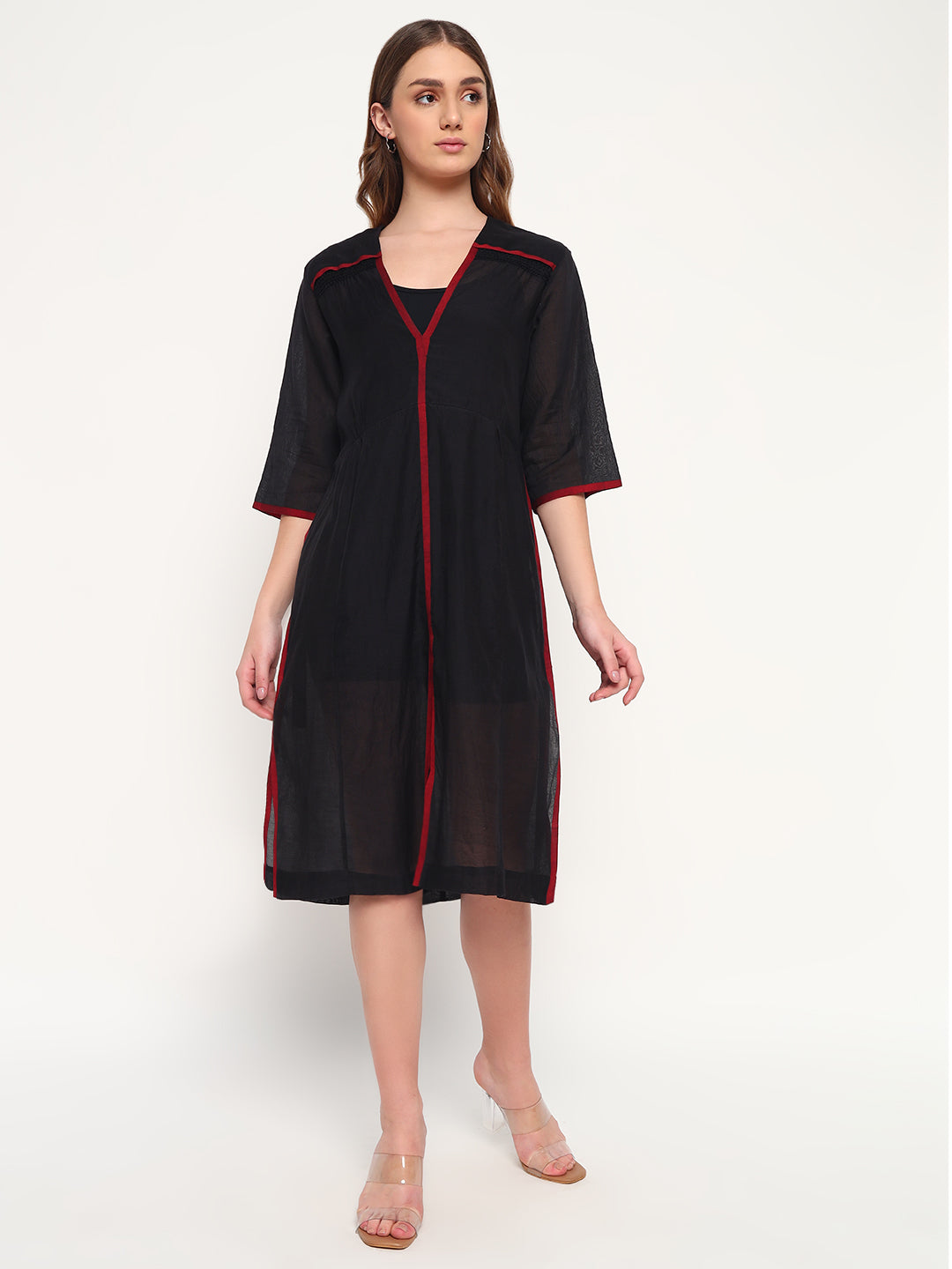 Black silk selvedge dress