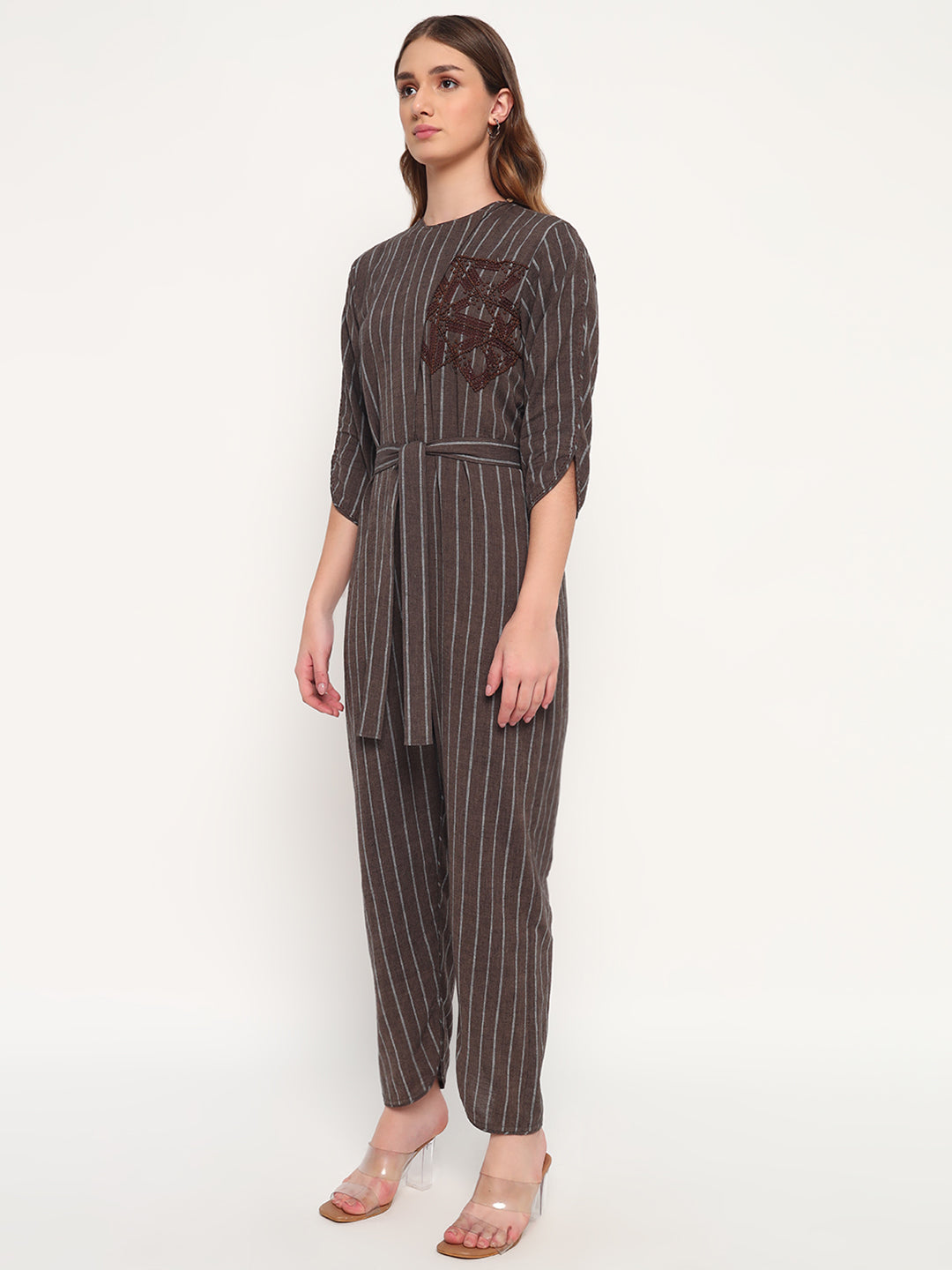 Handwoven stripe jumpsuit
