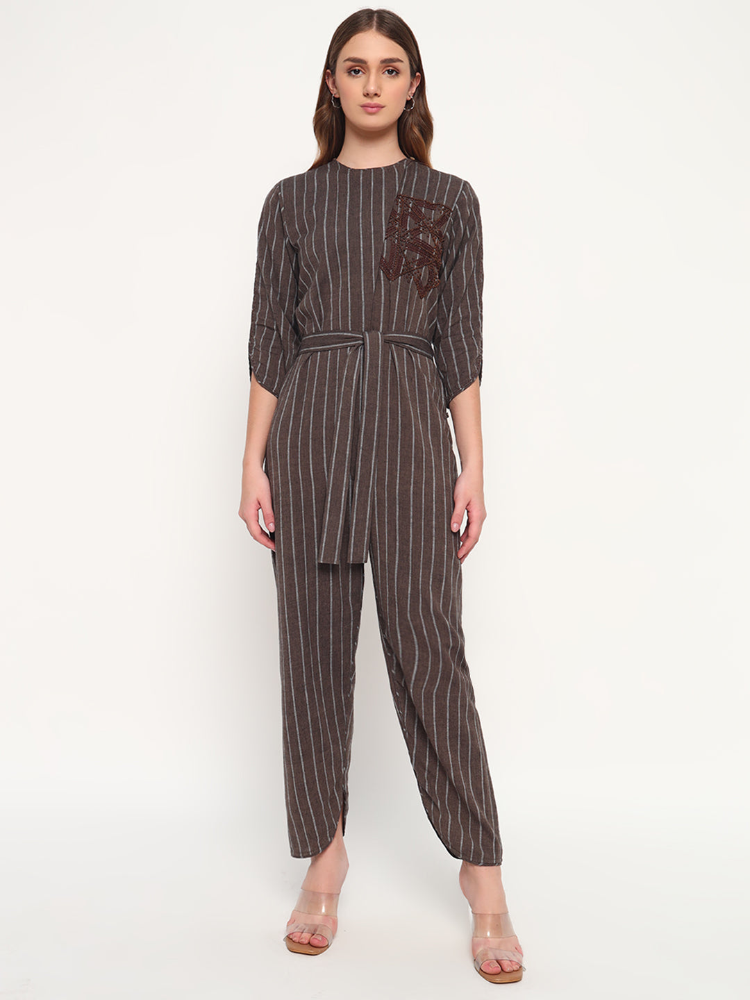 Handwoven stripe jumpsuit