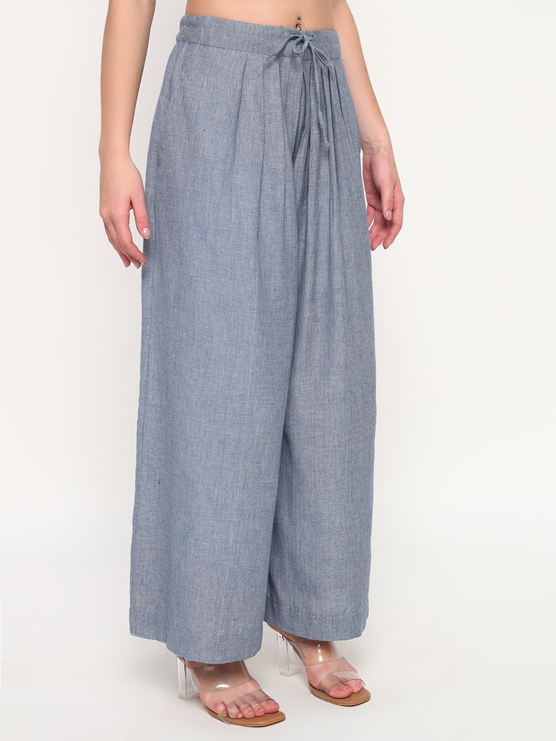 Blue Herringbone dhoti pants