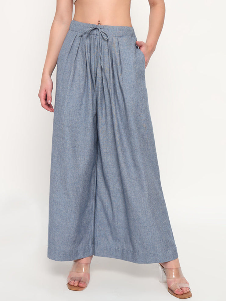 Blue Herringbone dhoti pants