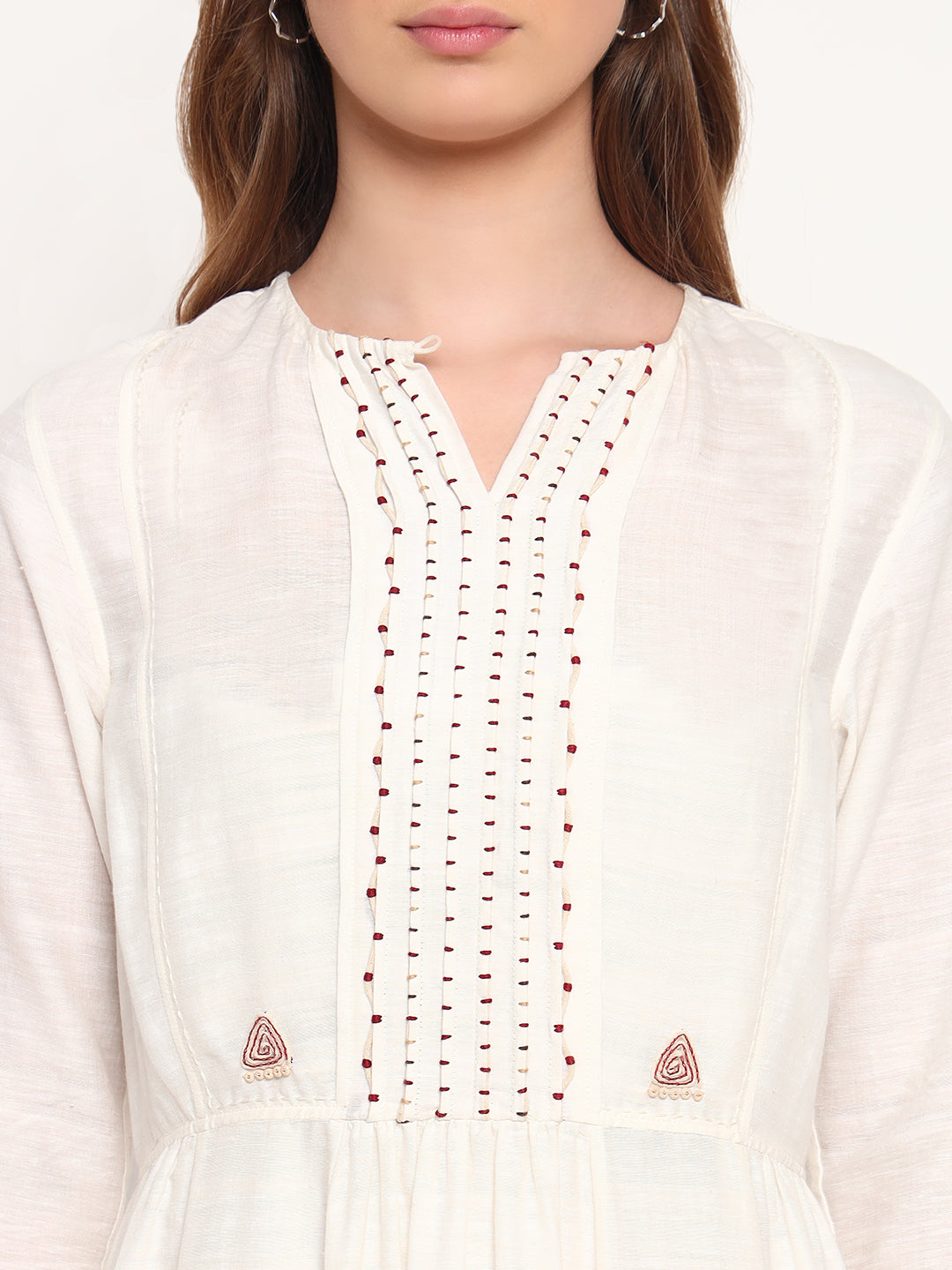 Embroidered Off-white dress