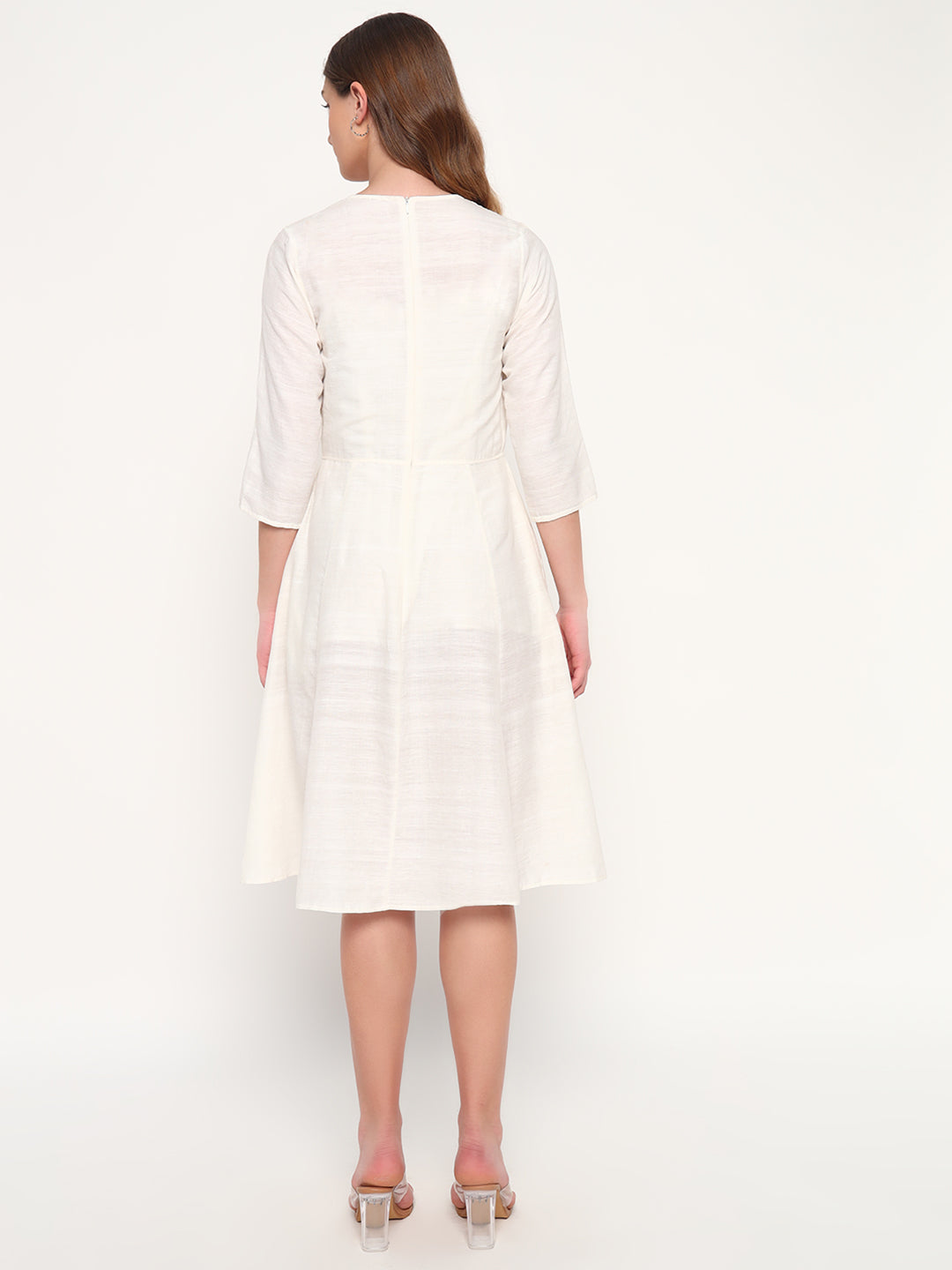 Embroidered Off-white dress