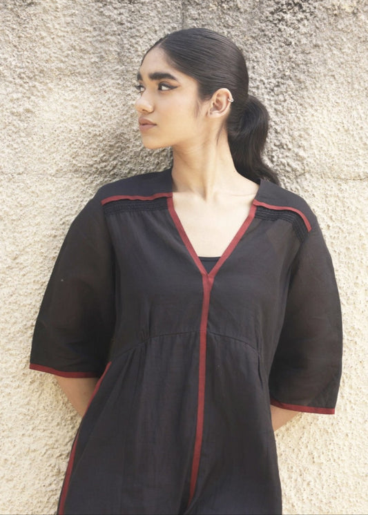 Black silk selvedge dress